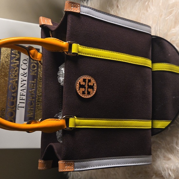 Tory Burch NWOTs Canvas Colorblock Tote - Picture 5 of 14